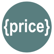 Stock Price API logo has word price in white font inside blue green background